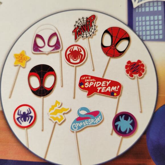Marvel Spidey and Friends Scene Setter with 12 Photo Props Kit Disney Birthday - Picture 3 of 8